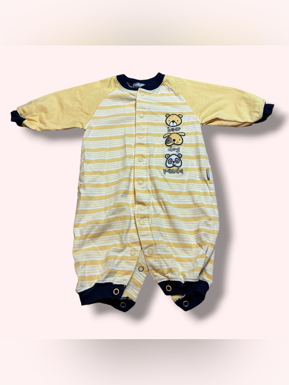 Vintage Carters Animal Striped Yellow One Piece Onesie Size 6M